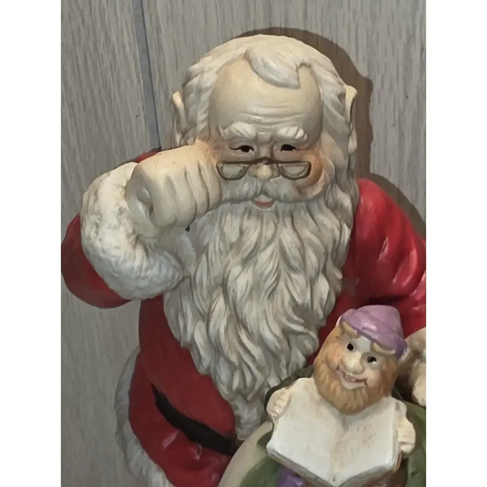 Vtg Santa Around The World Elves Looking At Globe Christmas Holiday Festive